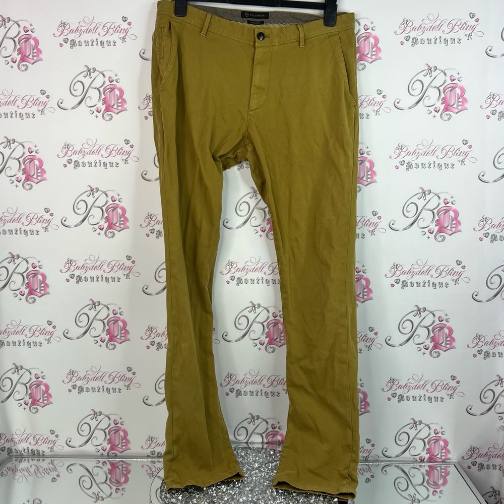 Tallinder pants cargos brown tan beige Casual Khaki Chinos pockets embroidered